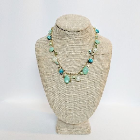 Ronit Nafshi Teal Glass Beaded Necklace Beachy! - Picture 3 of 8